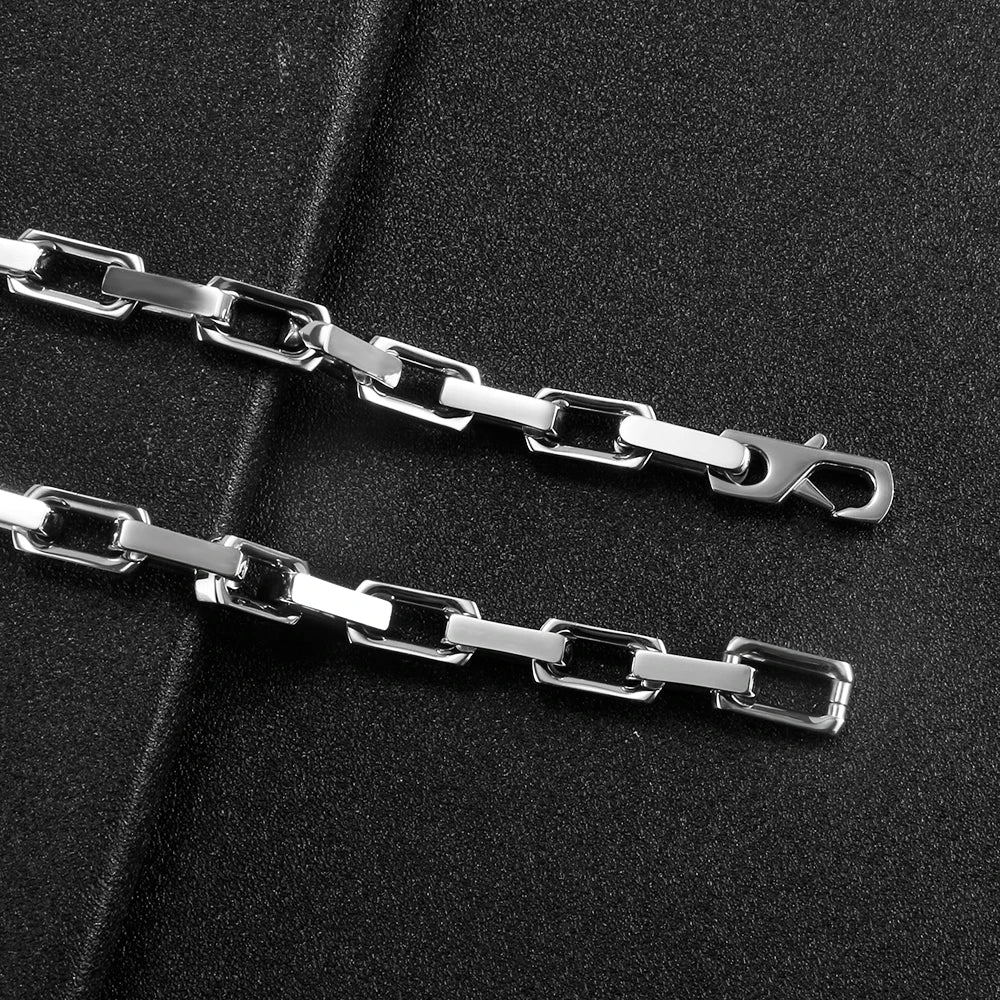 9.5mm Thick Stainless Steel Bamboo Necklaces Bracelets for Men Women Waterproof Square Rhombus Chain Accessories