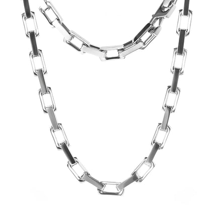 9.5mm Thick Stainless Steel Bamboo Necklaces Bracelets for Men Women Waterproof Square Rhombus Chain Accessories