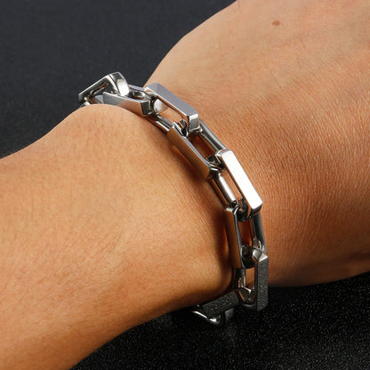 9.5mm Thick Stainless Steel Bamboo Necklaces Bracelets for Men Women Waterproof Square Rhombus Chain Accessories