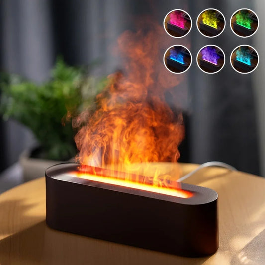 Newest Aroma Diffuser with Flame Effect Silent Air Humidifier Essential Oil Aromatherapy Ultrasonic Mist 7 Color Night Light