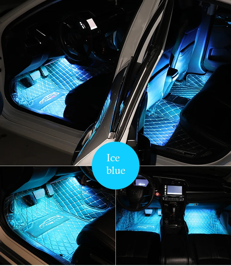 Universal Car Foot Led Atmosphere Light USB Music Voice Control Rhythm Lamp Car Interior  Decoration Car Modification