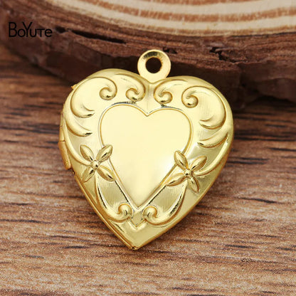 BoYuTe (20 Pieces/Lot) 20MM Metal Brass Floating Heart Memory Locket Pendant Charms for Jewelry Making