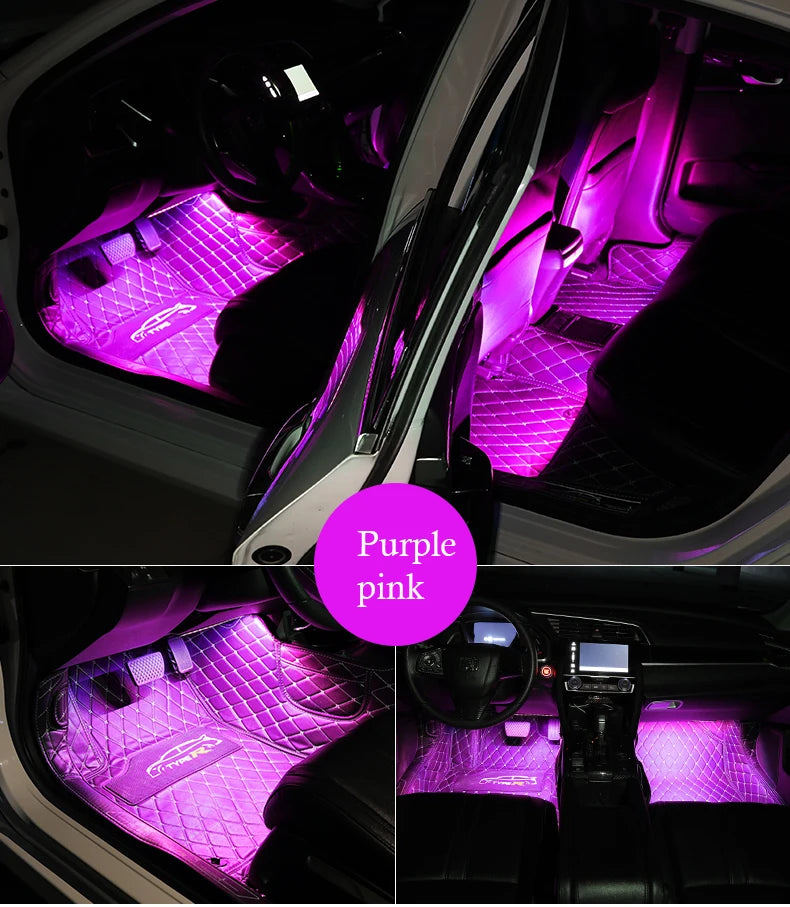 Universal Car Foot Led Atmosphere Light USB Music Voice Control Rhythm Lamp Car Interior  Decoration Car Modification
