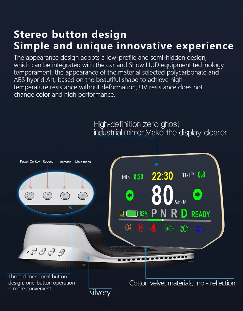 Adapt model3&Y heads-up display speed time power gear synchronization hd projection dashboard
