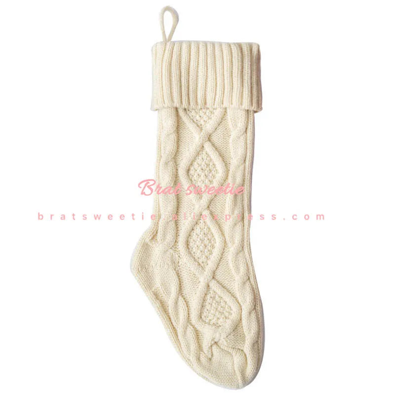4pcs Christmas Stockings 18 Inches Large Size Cable Knitted Socks Gift Bags Christmas Decorations for Home Xmas Tree Ornaments