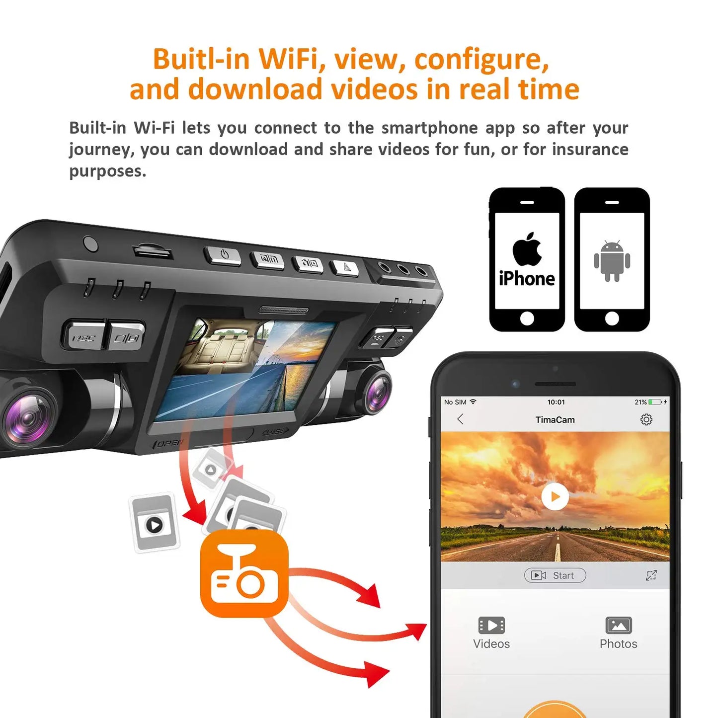 B80 Dash Cam WiFi 4K Dual 1080P Front and Inside Dash Camera Dual Lens Dash Cam Dual Camara Wifi for Cars Truck Taxi