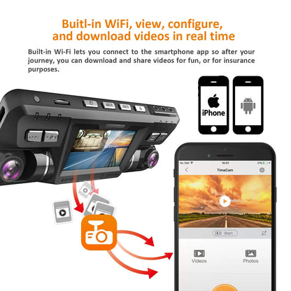 B80 Dash Cam WiFi 4K Dual 1080P Front and Inside Dash Camera Dual Lens Dash Cam Dual Camara Wifi for Cars Truck Taxi