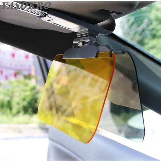 Parasol para coche YASOKRO, antideslumbrante, para día y noche, 2 en 1, antideslumbrante, para conducción, plegable, con espejo y ranura para tarjeta, visera transparente