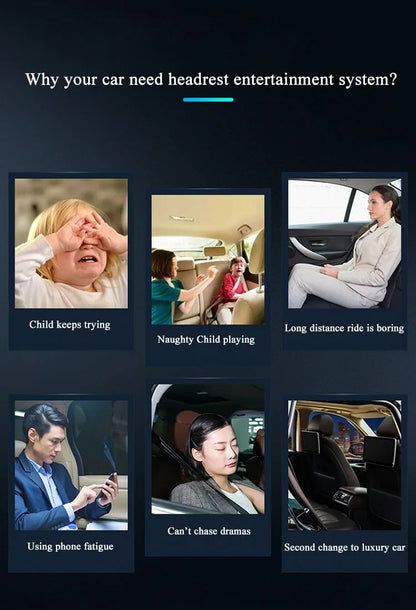 2025 New Android Operation System 4K HD 1080P Car Monitor Back Seat TV Headrest Screens For BMW 5 Series WIFI Rear Entertainment