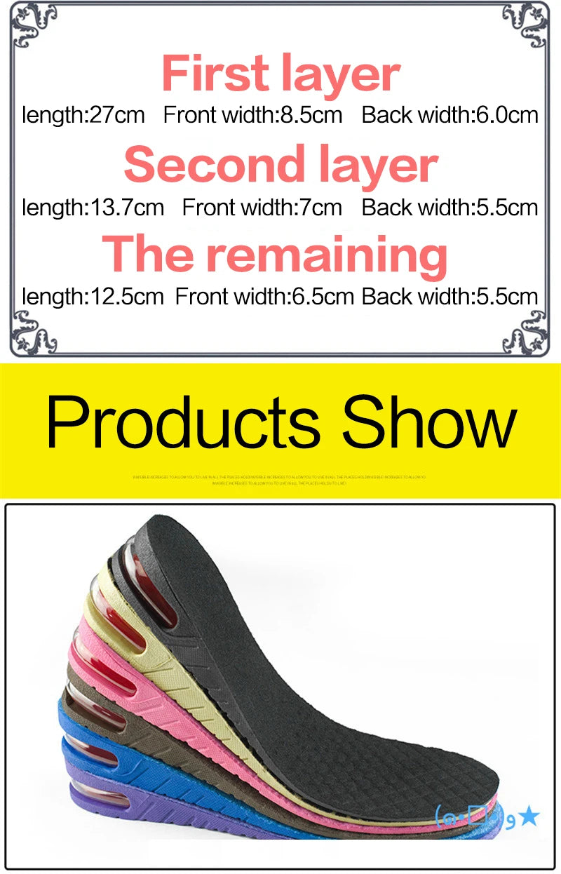 6cm Adjustable insole Unisex Quality Insoles Insert Higher Shoe Pad Memory Foam Lifts Inserts Free Size Cushion for Men Women