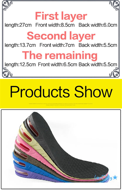 6cm Adjustable insole Unisex Quality Insoles Insert Higher Shoe Pad Memory Foam Lifts Inserts Free Size Cushion for Men Women