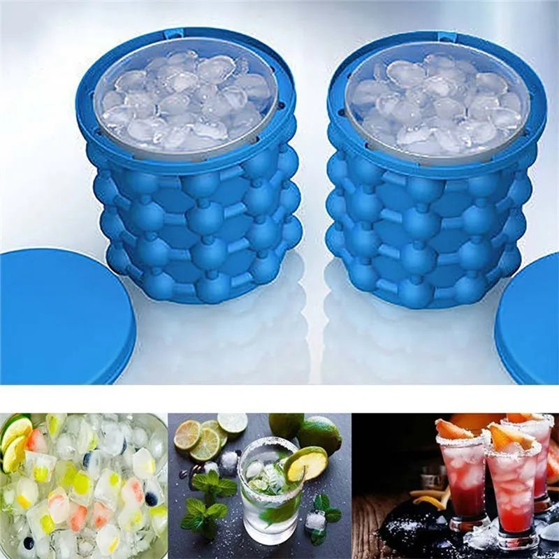 Silicone Ice Cube Maker Portable Bucket Wine Ice Cooler Beer Cabinet Space Saving Kitchen Tools Drinking Whiskey Freeze