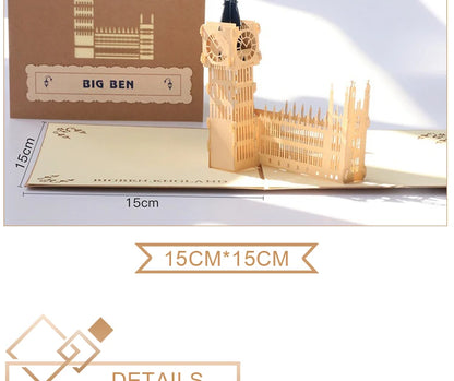 3D Pop UP Invitations Card 3D Paper World Attractions Birthday Greeting Cards 3D Tourist Postcard Save The Date Boy Gift Card