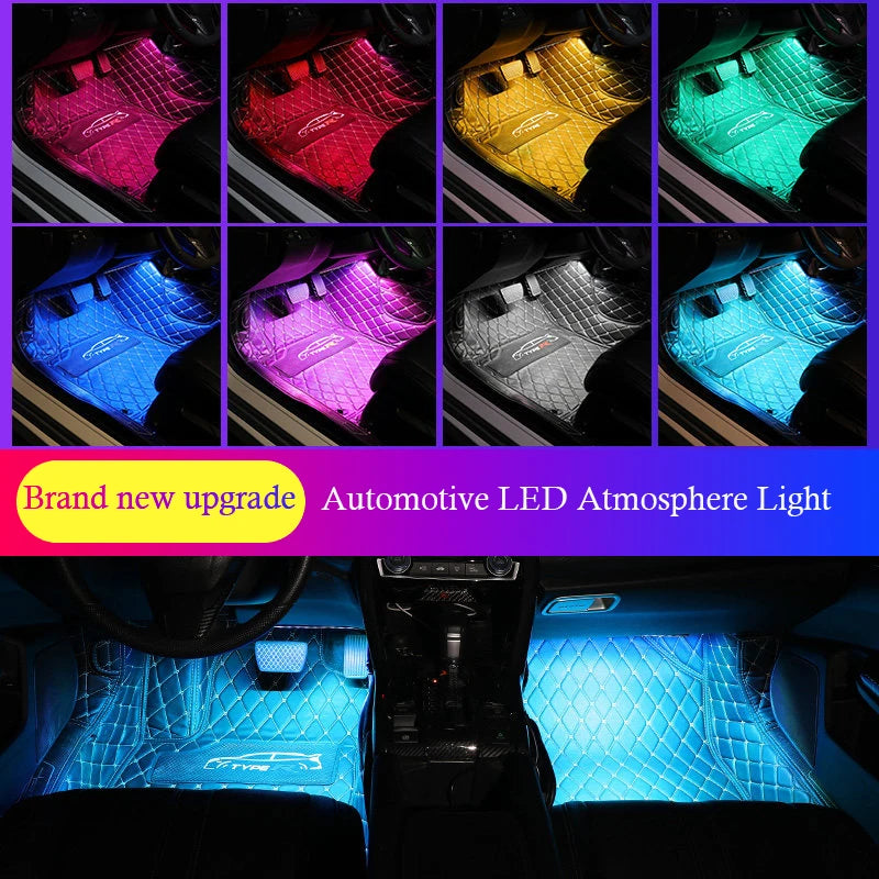 Universal Car Foot Led Atmosphere Light USB Music Voice Control Rhythm Lamp Car Interior  Decoration Car Modification