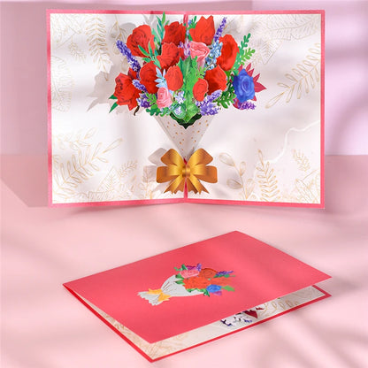 Tarjeta de felicitación emergente con flores en 3D para cumpleaños, día de la madre, día del padre, graduación, aniversario de bodas, mejórate pronto, simpatía