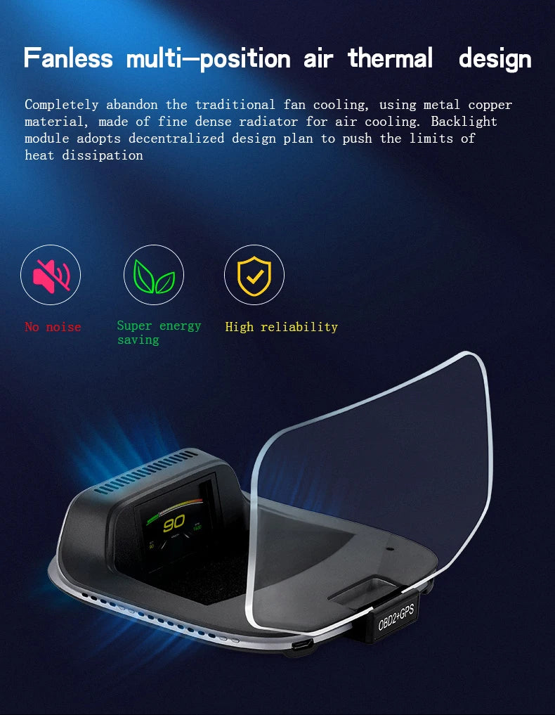 C3 Navigation Mirror  HUD Car Head up Display with OBD2 HD GPS Navigation Bluetooth Windshield Speed Projector Security Alarm
