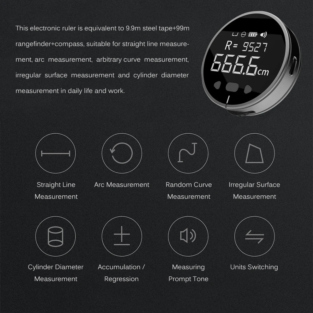 8 in 1 Handheld High Accuracy Laser Rangefinder 99M LCD Display Laser Range Finder Electronic Ruler Distance Meter