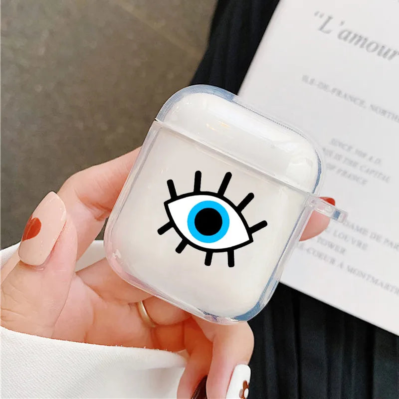 Turkish Lucky Eye Blue Evil Clear Earphone Case for Airpods 1 2 3 4 4th Pro 1 2 Bluetooth Earphone Cover Soft Silicone Coque