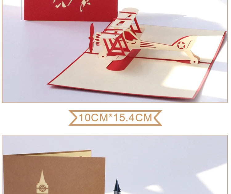 3D Pop UP Invitations Card 3D Paper World Attractions Birthday Greeting Cards 3D Tourist Postcard Save The Date Boy Gift Card