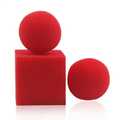 Juego de trucos de magia con bolas rojas y esponjas cuadradas, divertidos artilugios para escenarios callejeros, trucos de magia de cerca, mago E3157