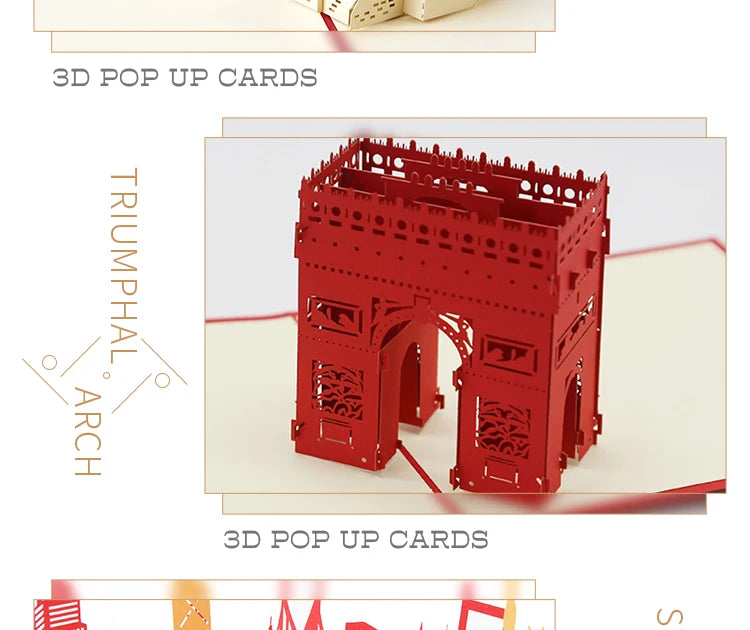 3D Pop UP Invitations Card 3D Paper World Attractions Birthday Greeting Cards 3D Tourist Postcard Save The Date Boy Gift Card