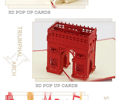 3D Pop UP Invitations Card 3D Paper World Attractions Birthday Greeting Cards 3D Tourist Postcard Save The Date Boy Gift Card