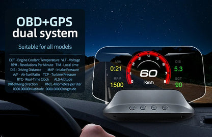 C3 Navigation Mirror  HUD Car Head up Display with OBD2 HD GPS Navigation Bluetooth Windshield Speed Projector Security Alarm