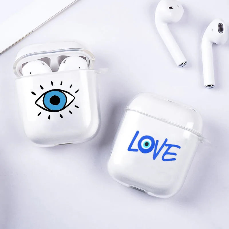 Turkish Lucky Eye Blue Evil Clear Earphone Case for Airpods 1 2 3 4 4th Pro 1 2 Bluetooth Earphone Cover Soft Silicone Coque