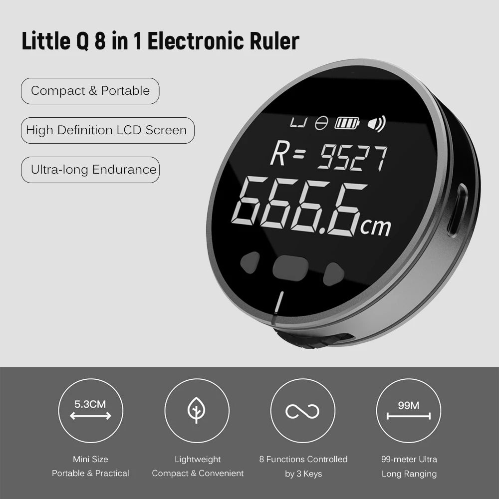 8 in 1 Handheld High Accuracy Laser Rangefinder 99M LCD Display Laser Range Finder Electronic Ruler Distance Meter
