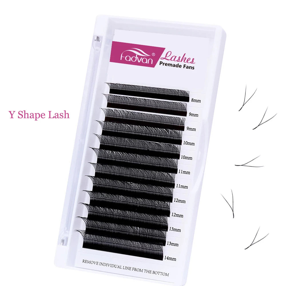 Vente en gros 10 pièces/lot extension de cils en forme de YY faux cils construction maille entourage croix YY/VV cils pointe fendue fournitures de maquillage