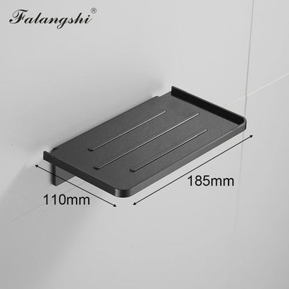 ABS Bathroom Shelf Storage Rack Black Shelves Wall Holder Shower Basket Phone Storage Bathroom Organization WB8011