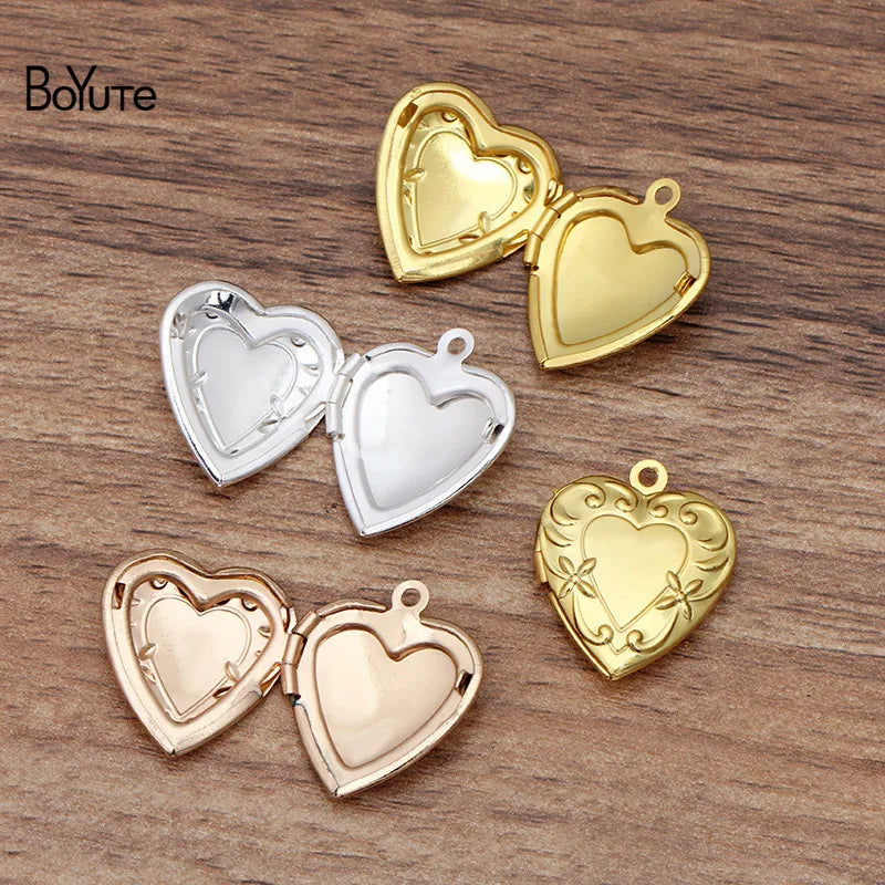 BoYuTe (20 Pieces/Lot) 20MM Metal Brass Floating Heart Memory Locket Pendant Charms for Jewelry Making