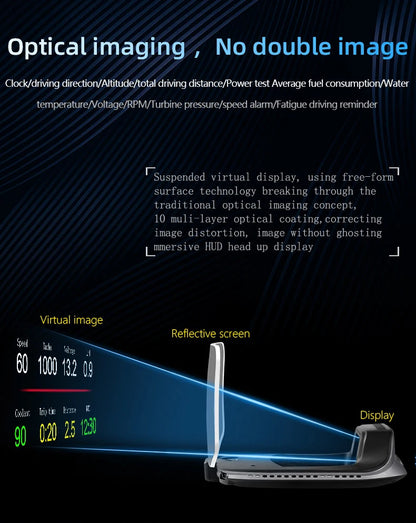 C3 Navigation Mirror  HUD Car Head up Display with OBD2 HD GPS Navigation Bluetooth Windshield Speed Projector Security Alarm