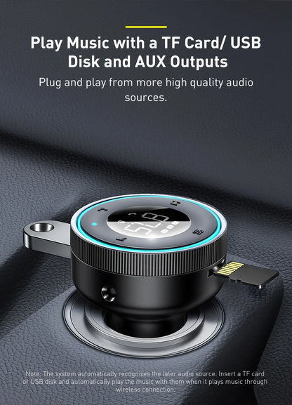 Transmisor FM Baseus para coche, adaptador de música con Bluetooth 5.0, cargador USB dual de 3,4 A, reproductor de MP3, radio, modulador FM