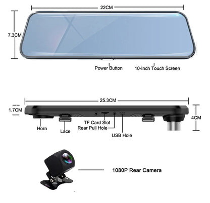 Car DVR 2.5K 10 Inch Rear View Mirror Video Recorder Dash Cam Sony Lens Ultra HD 2560*1440P Camera Streaming Rearview Mirror