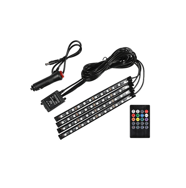 Universal Car Foot Led Atmosphere Light USB Music Voice Control Rhythm Lamp Car Interior  Decoration Car Modification