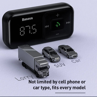 Transmisor FM para coche Baseus, compatible con Bluetooth 5.0, cargador USB para coche, kit manos libres auxiliar inalámbrico, modulador de radio para coche, reproductor MP3