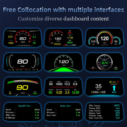 C3 Navigation Mirror  HUD Car Head up Display with OBD2 HD GPS Navigation Bluetooth Windshield Speed Projector Security Alarm