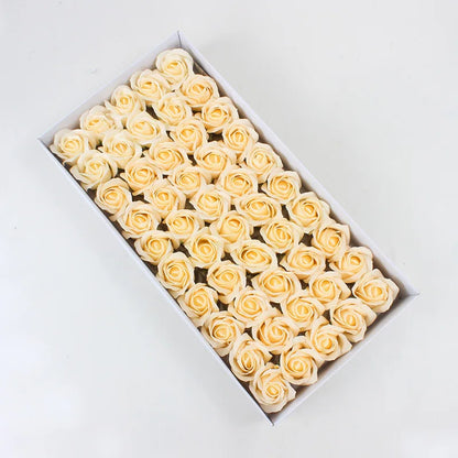 50 Pieces 5 CM Artificial soap flower Wedding Home decoration accessories Diy Festival Candy box Bath flower Scrapbooking Brooch