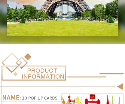 3D Pop UP Invitations Card 3D Paper World Attractions Birthday Greeting Cards 3D Tourist Postcard Save The Date Boy Gift Card
