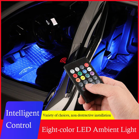 Universal Car Foot Led Atmosphere Light USB Music Voice Control Rhythm Lamp Car Interior  Decoration Car Modification