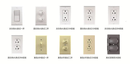 15 A/20 A 110 V-250 V Estados Unidos 1 2 enchufes Autenticación UL Toma estándar de EE. UU. Toma de corriente de América del Norte Interruptor de pared
