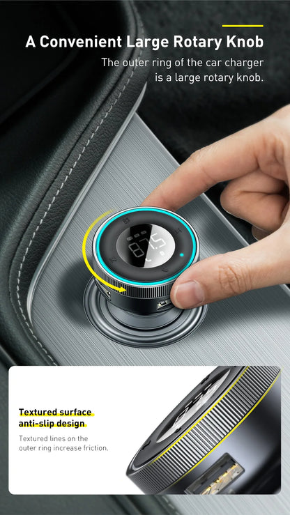 Transmisor FM Baseus para coche, adaptador de música con Bluetooth 5.0, cargador USB dual de 3,4 A, reproductor de MP3, radio, modulador FM