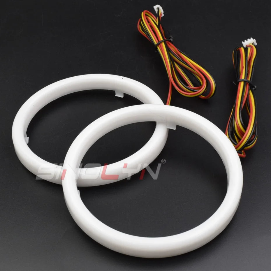 Sinolyn RGB Revolving Dynamic Cotton Angel Eyes Sequential Flowing Bluetooth -compatible APP Control 4 LED Rings 80/90/95/100mm