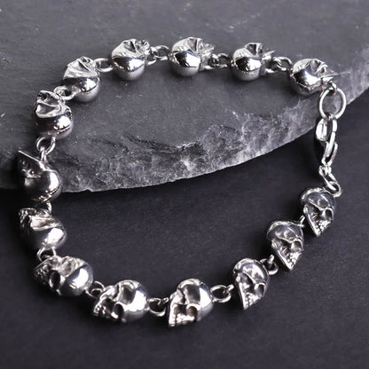 Stainless Steel Nordic Double Wolf Head Bracelet Men\\\'s Retro Punk Mesh Chain Animal Bracelet Hip Hop Rock Trend Jewelry