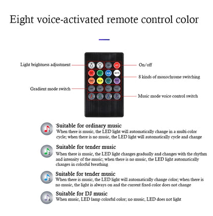 Universal Car Foot Led Atmosphere Light USB Music Voice Control Rhythm Lamp Car Interior  Decoration Car Modification