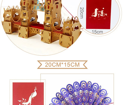 3D Pop UP Invitations Card 3D Paper World Attractions Birthday Greeting Cards 3D Tourist Postcard Save The Date Boy Gift Card