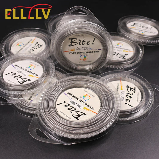 Fil de traçage tressé en acier avec revêtement en nylon, 10 m, 7 brins, 5 à 200 lb, pour pêche au jigging, accessoires de montage