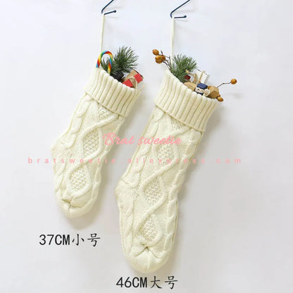 4pcs Christmas Stockings 18 Inches Large Size Cable Knitted Socks Gift Bags Christmas Decorations for Home Xmas Tree Ornaments