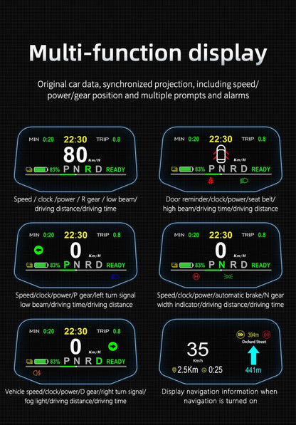 Adapt model3&Y heads-up display speed time power gear synchronization hd projection dashboard